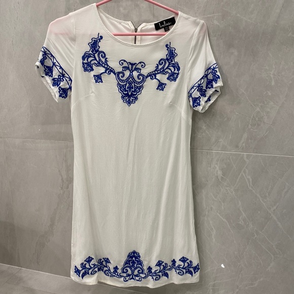 Lulus blue and white mini T-shirt dress - Picture 1 of 3